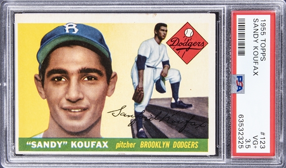 1955 Topps Sandy Koufax #123 Rookie Card - PSA VG+ 3.5